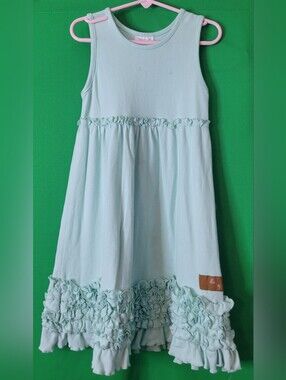 Girls Ruffle-Hem Sleeveless Dress Millie Jay Sz 8 Blue Emersyn Summer Boutique